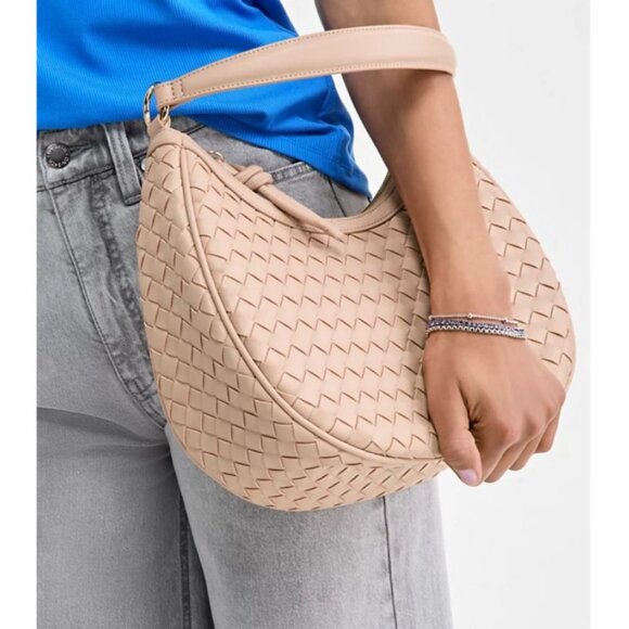 Macy's On 34th woven faux-leather shoulder hobo crossbody bag - Chai / Pink - Picture 13 of 13